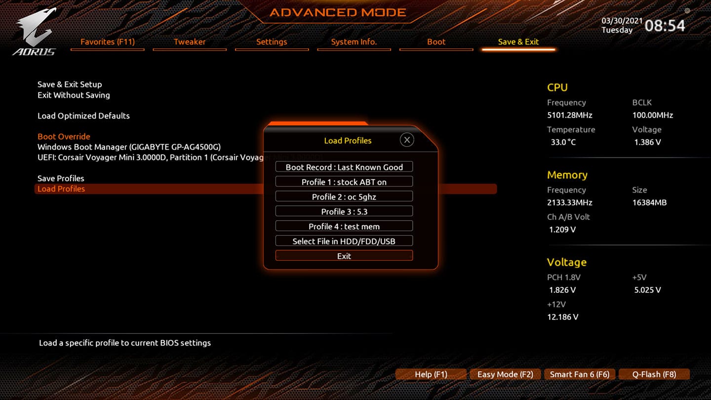 BIOS Aorus Z590 Tachyon