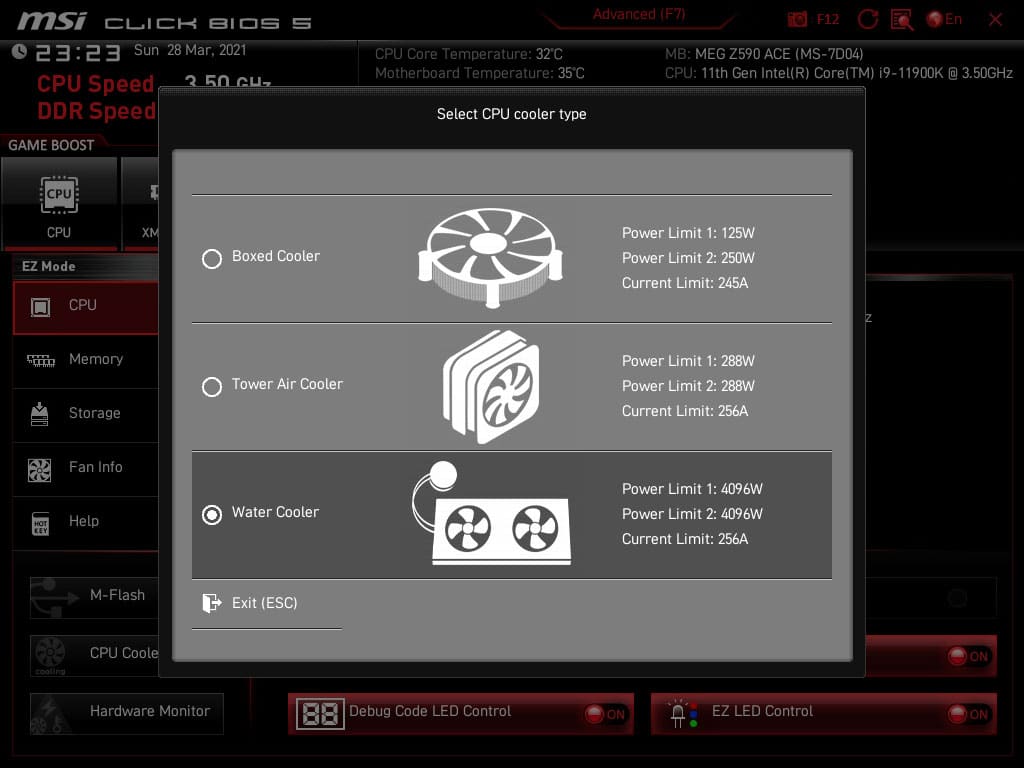BIOS MSI MEG Z590 ACE