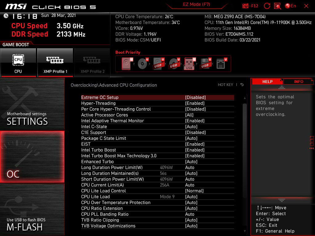 BIOS MSI MEG Z590 ACE