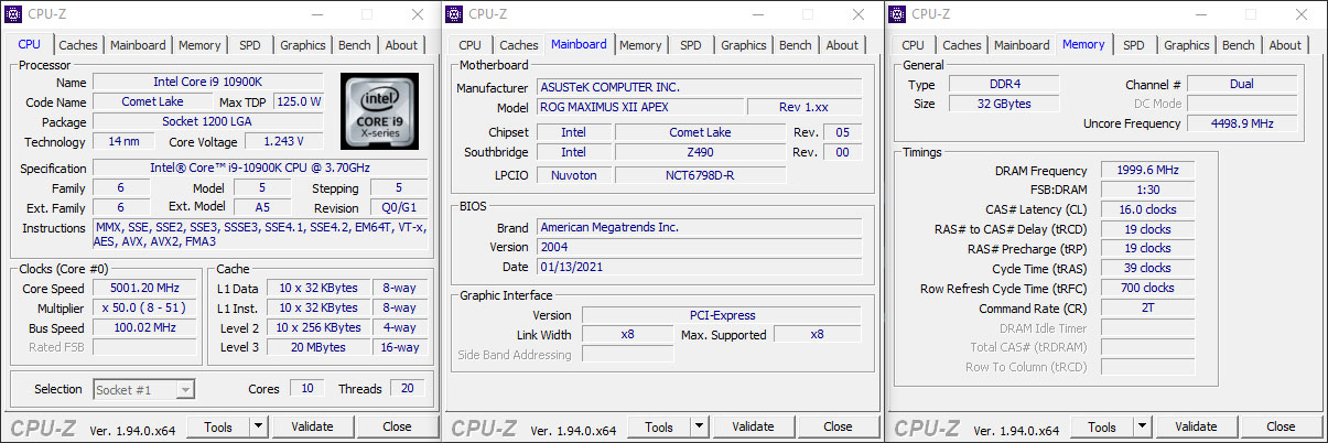 Test mémoire configuration Intel