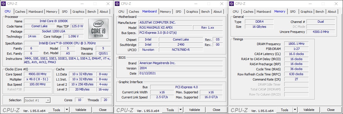 CPUZ 10900K
