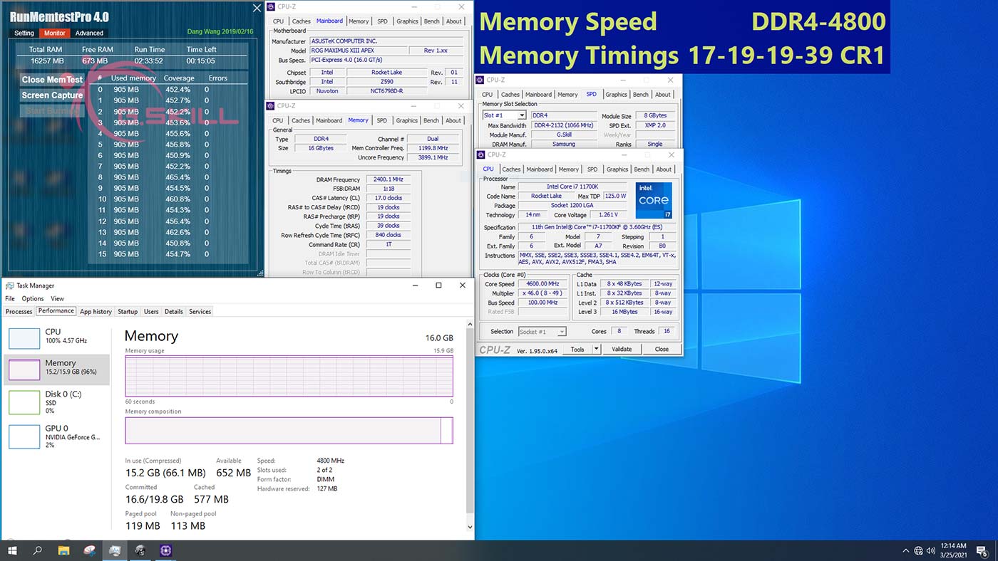 GSKill kit memoire Rocket Lake Z590