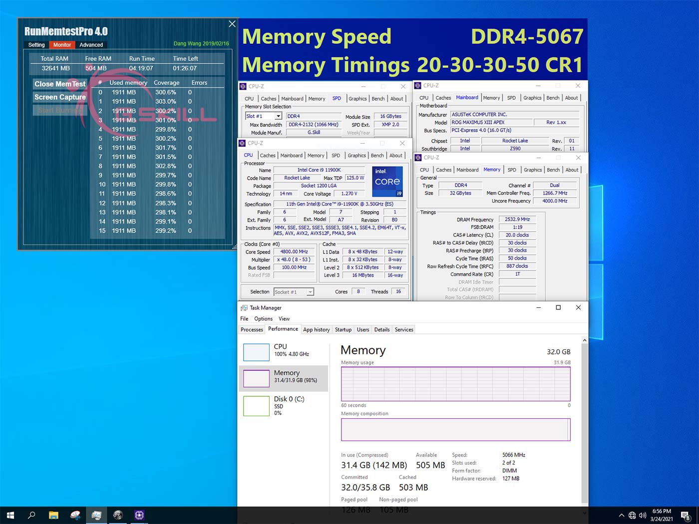 GSKill kit memoire Rocket Lake Z590