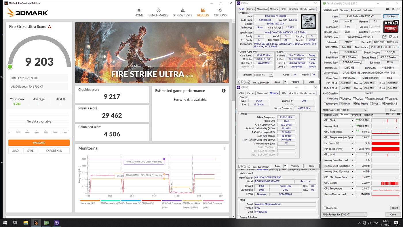 Overclocking RX 6700 XT sous Fire Strike Ultra