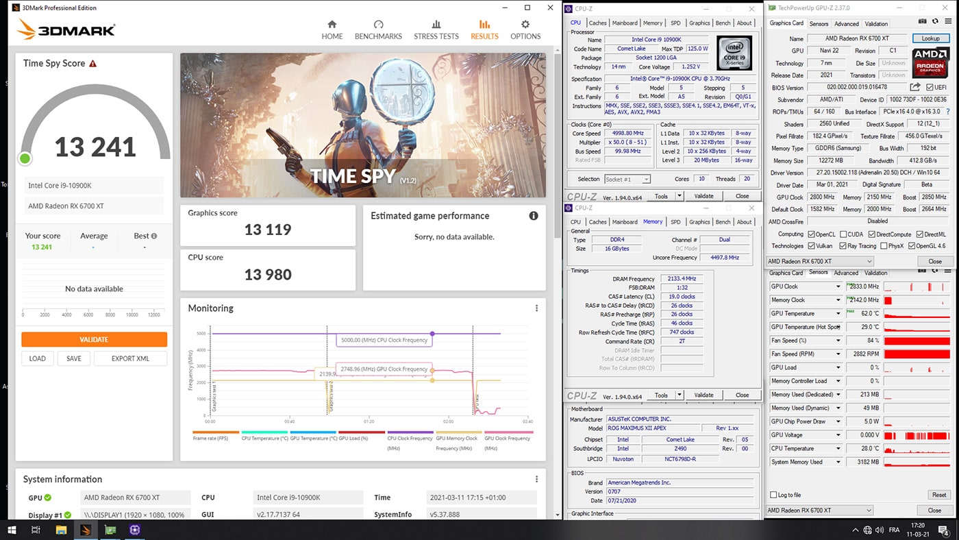 Overclocking RX 6700 XT sous Time Spy