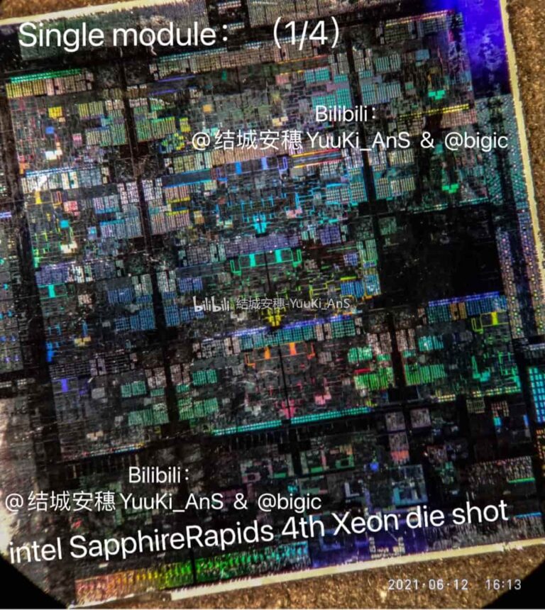 Sapphire rapids die picture 56 core