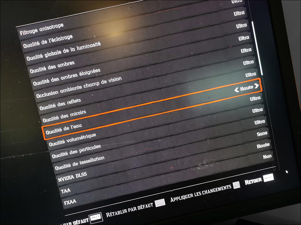 Paramètres Benchmark Red Dead Redemption 2 DLSS