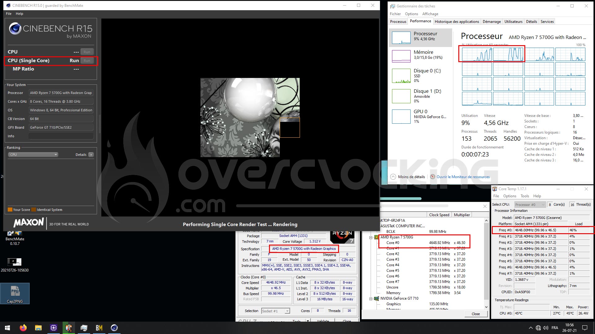 Single core Cinebench R15 Ryzen 7 5700G
