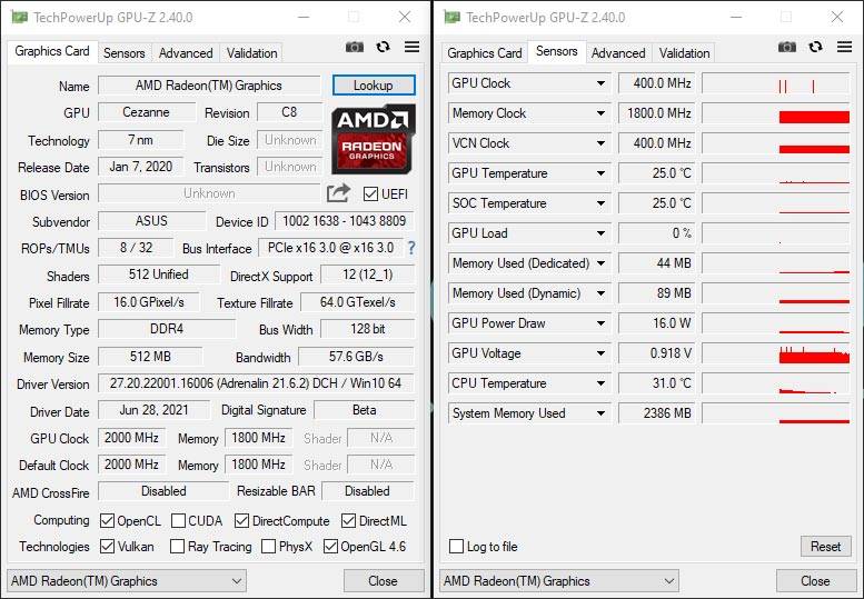 GPUZ AMD Ryzen 5700G