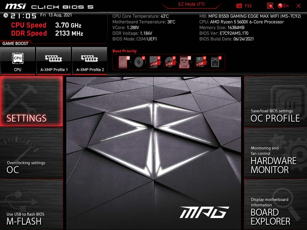 bios 2 msi b550i gmaing edge max wifi