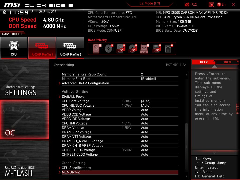 BIOS 5600X MSI MPG X570S Carbon EK X