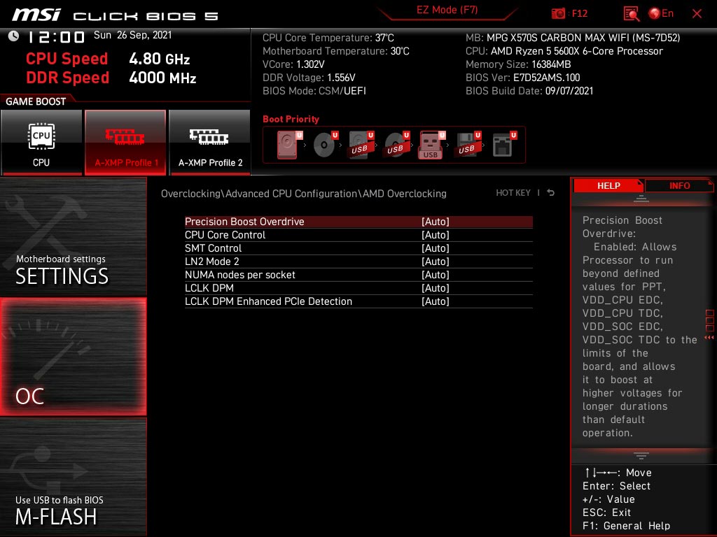 BIOS 5600X MSI MPG X570S Carbon EK X