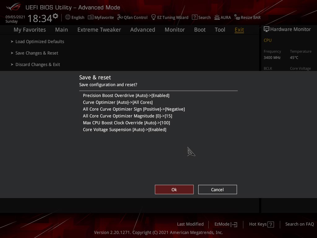 Profil BIOS carte mère Asus ROG Crosshair VIII Extreme