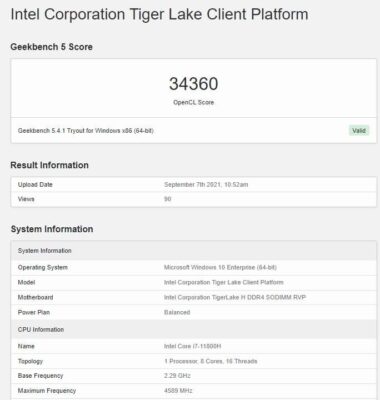 Intel alchemist 32 Xe core geekbench
