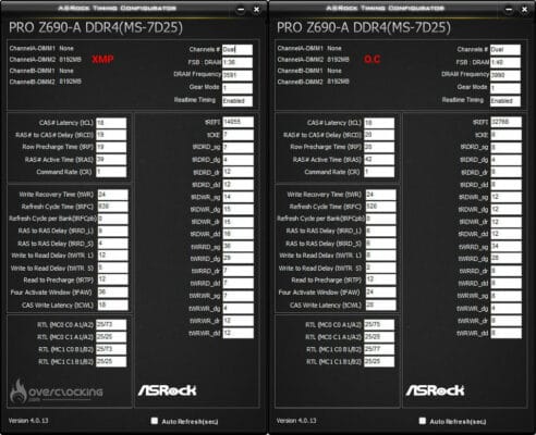 thermaltake toughram xmp and overclock timings