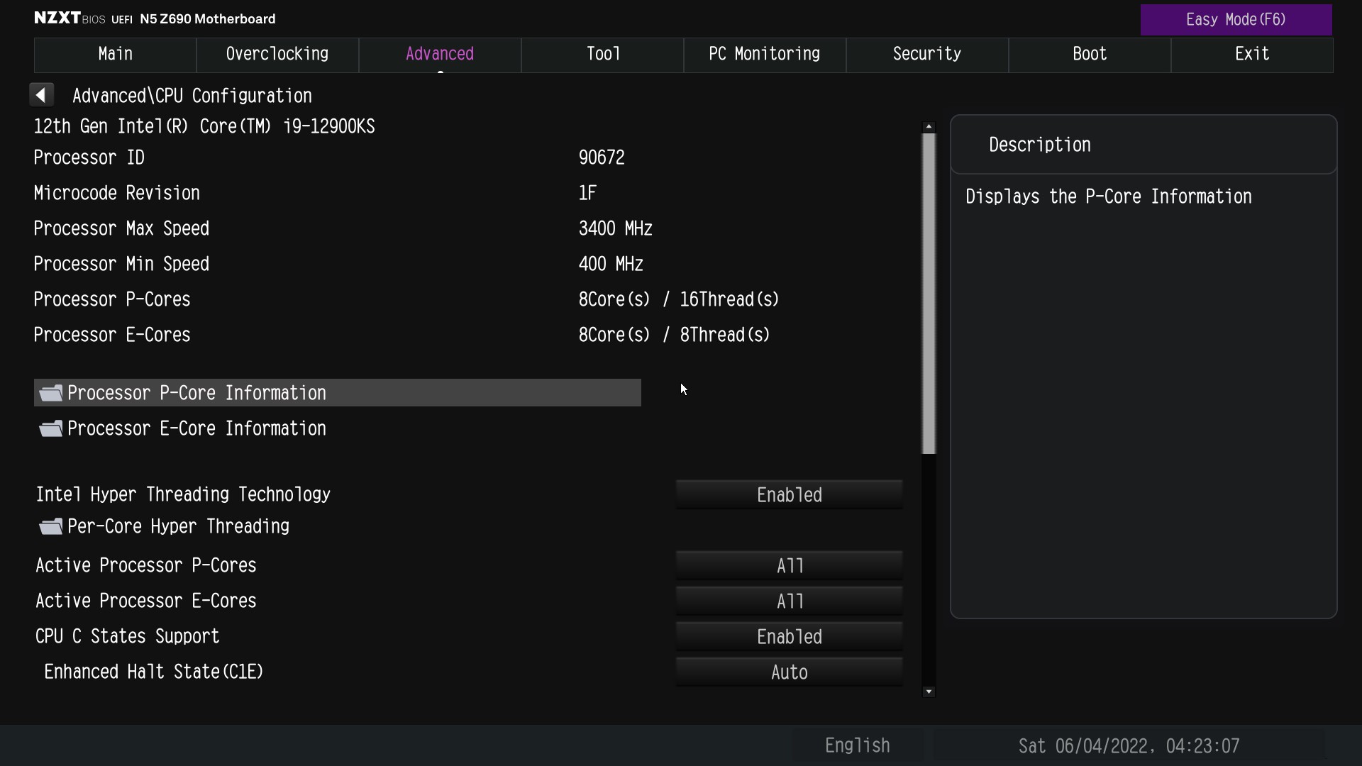 nzxt n5 z690 bios cpu config