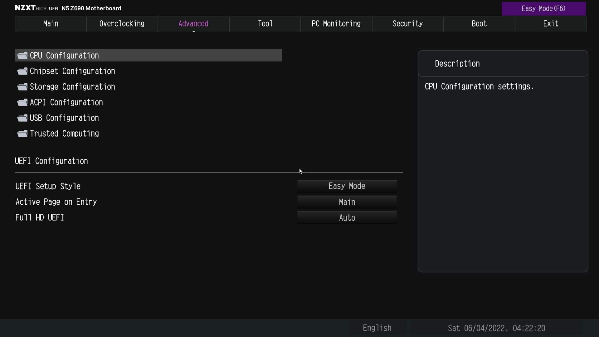 nzxt n5 z690 bios advanced