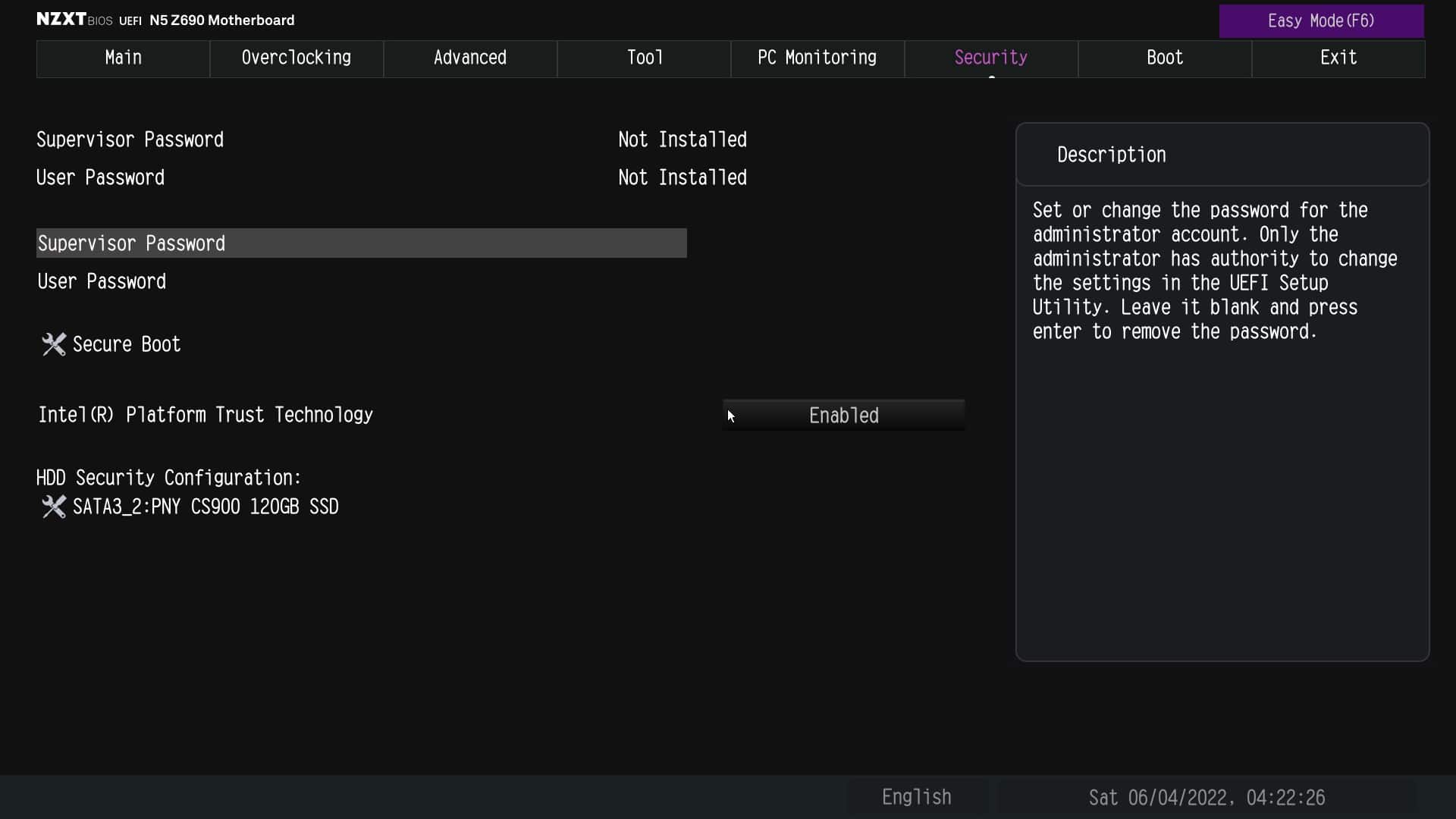 nzxt n5 z690 bios security