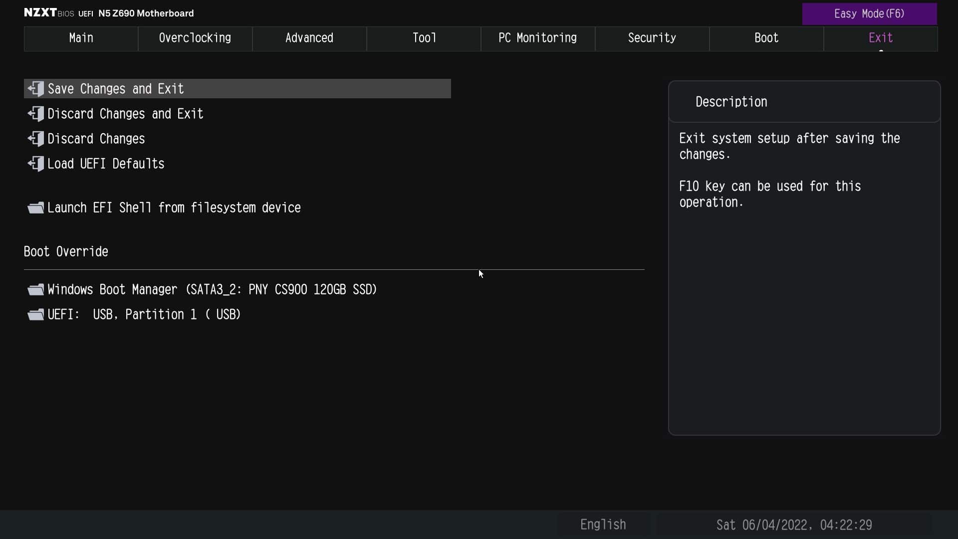 nzxt n5 z690 bios exit