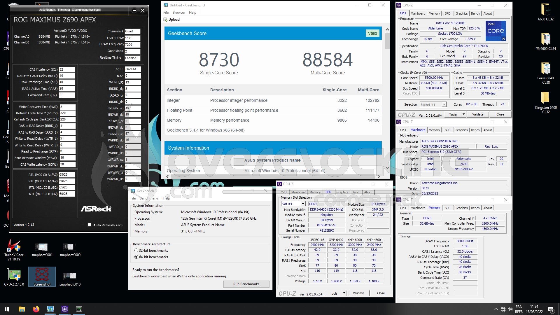 Overclocking kit mémoire Kingston Fury Renegade DDR5