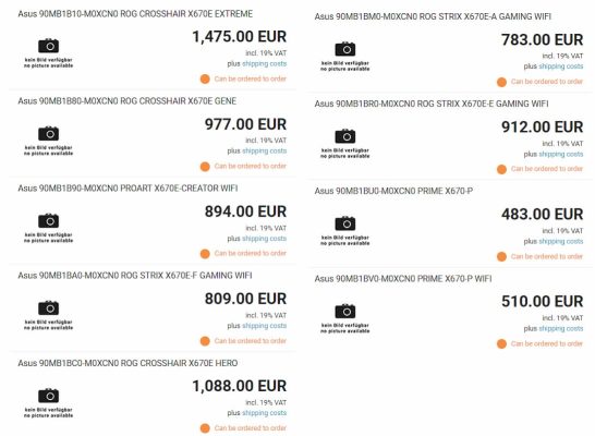 prix cartes mères AM5