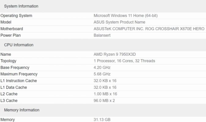 Ryzen 9 7950X3D Geekbench 5