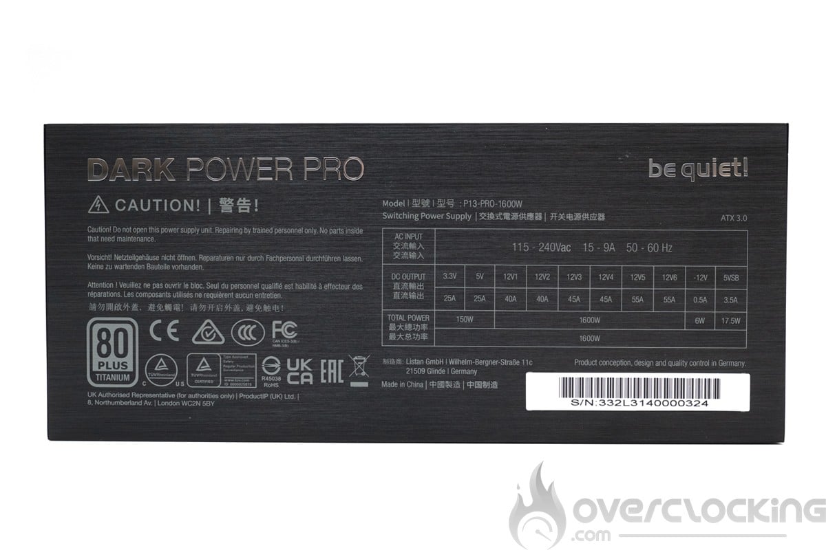 be quiet! Dark Power Pro 13 1600W - informations gravées