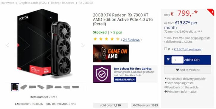 RX 7900 XT 799 € MindFactory