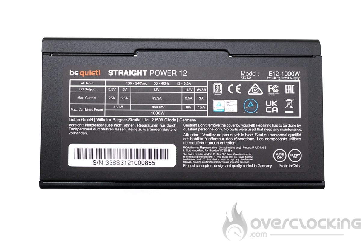 be quiet! straight power 12 1000W - informations tranche