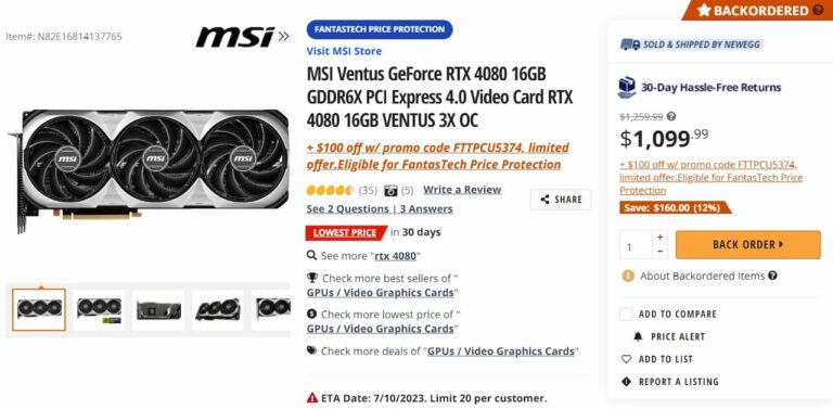 La RTX 4080 tombe enfin sous les $1000 aux É-U !