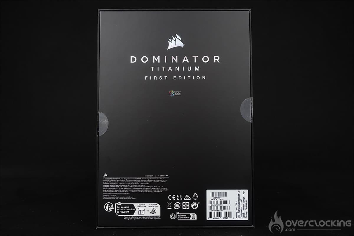 Le kit mémoire Corsair Dominator Titanium 7200 MT/s CL34 DDR5