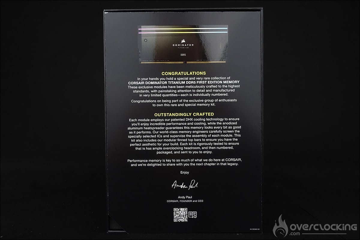 Le kit mémoire Corsair Dominator Titanium 7200 MT/s CL34 DDR5