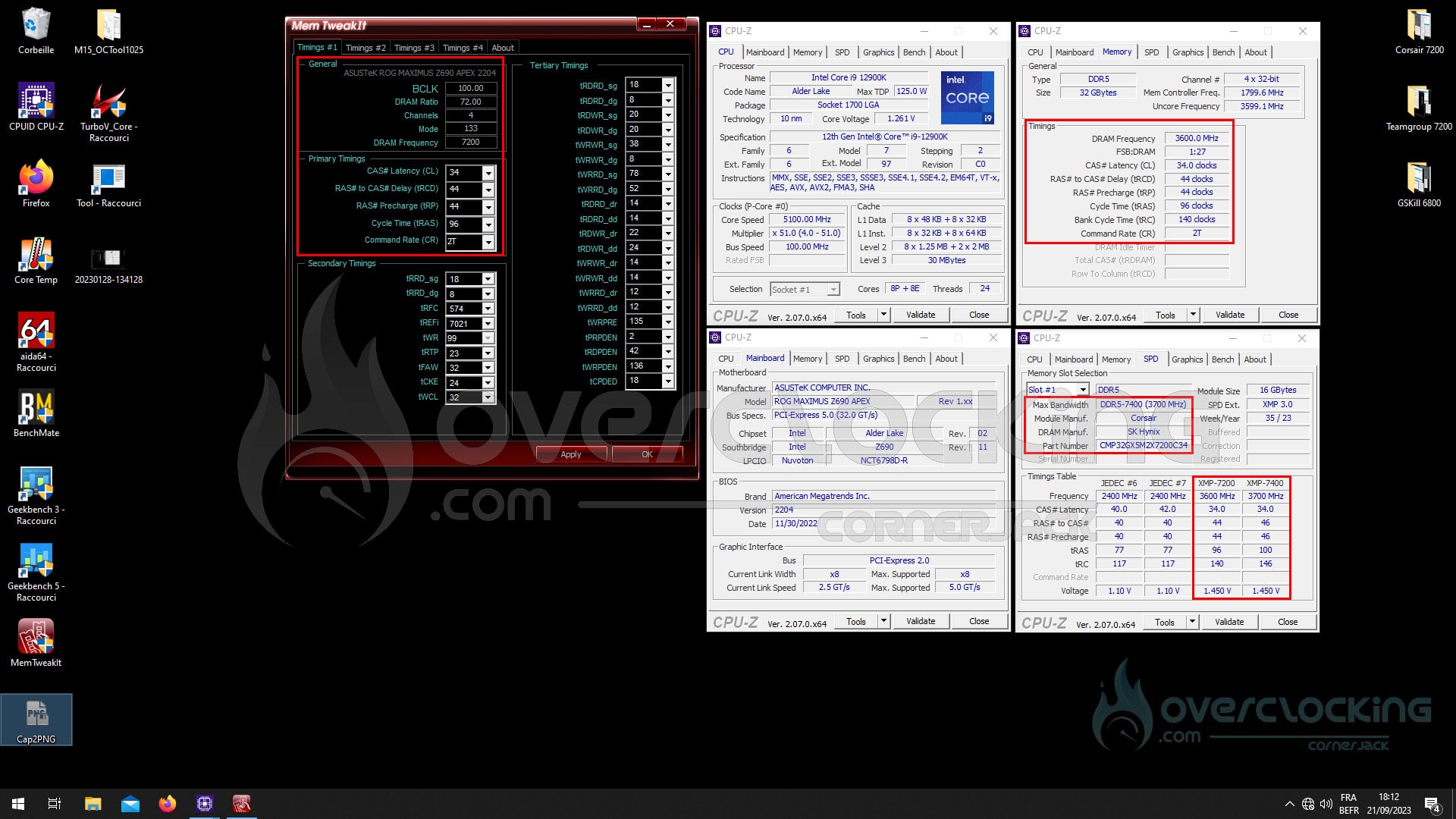 Test du kit mémoire Corsair Dominator Titanium 7200 MT/s CL34 DDR5