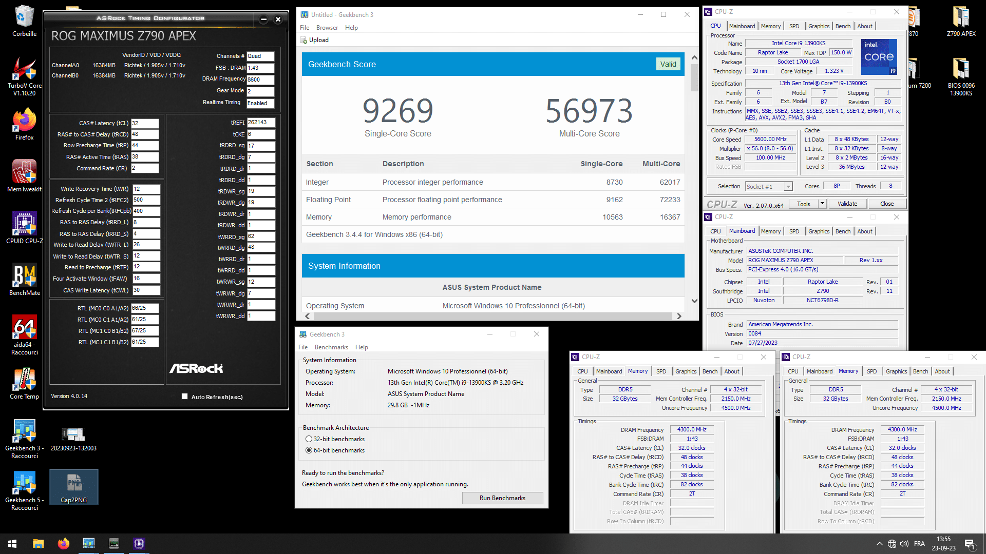 Geekbench3 - profil 8600 MT/s CL32