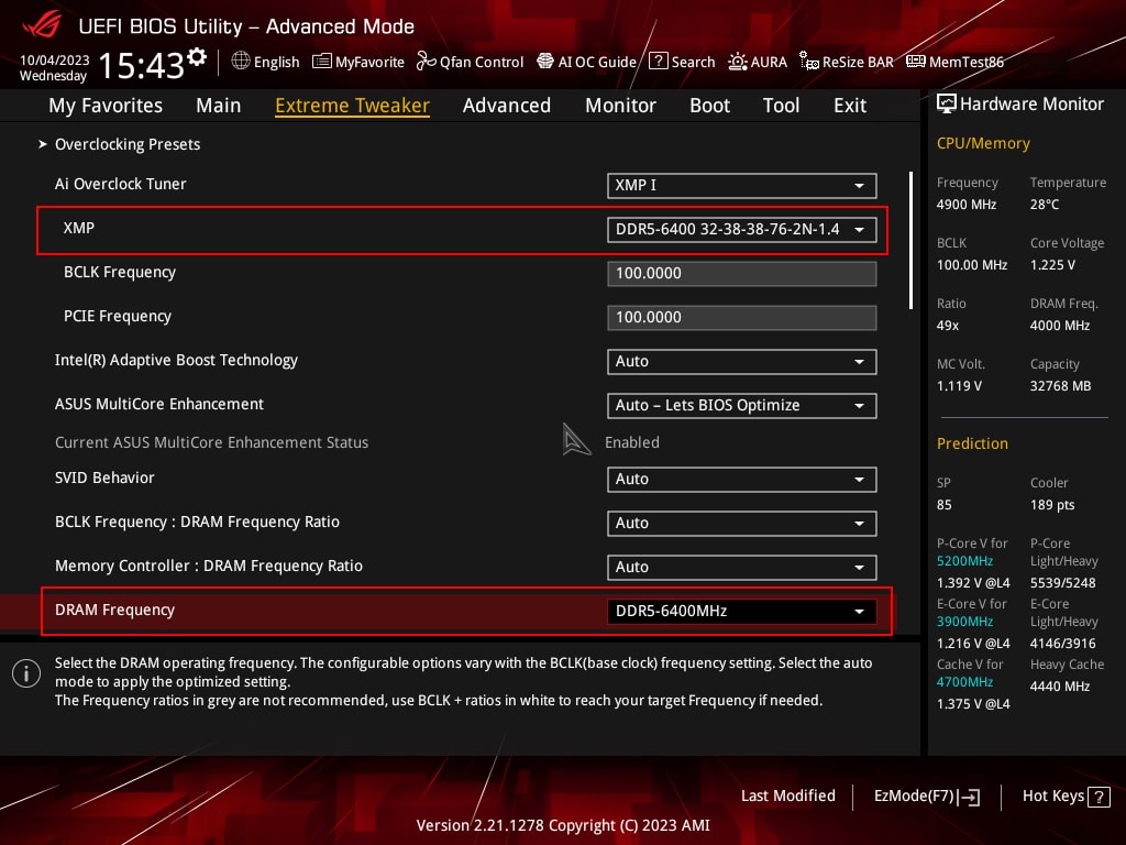 BIOS kit mémoire DDR5 Lexar ARES 6400 MT/s CL32