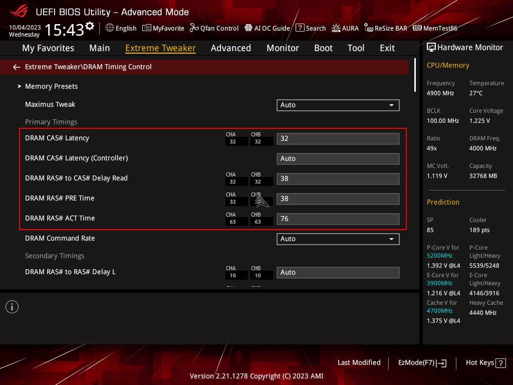 BIOS kit mémoire DDR5 Lexar ARES 6400 MT/s CL32