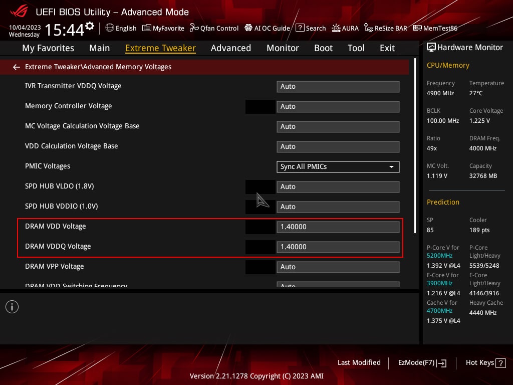 BIOS kit mémoire DDR5 Lexar ARES 6400 MT/s CL32