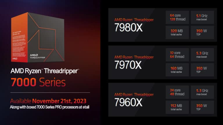 AMD annonce ses Threadripper PRO 7000 Série WX et non PRO