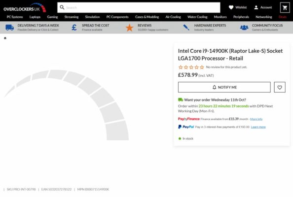 Raptor Lake Refresh - Core i9 14900K prix