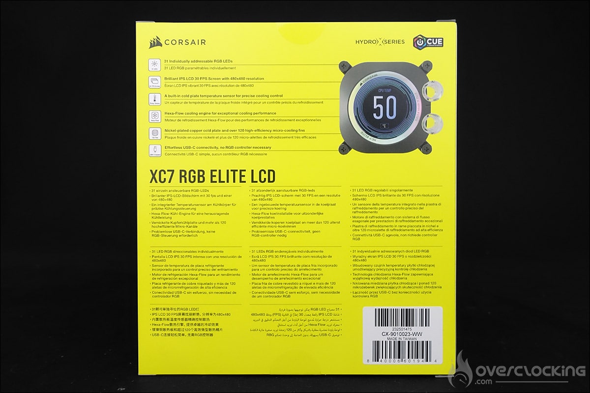 Le waterblock XC7 RGB Elite LCD de chez Corsair