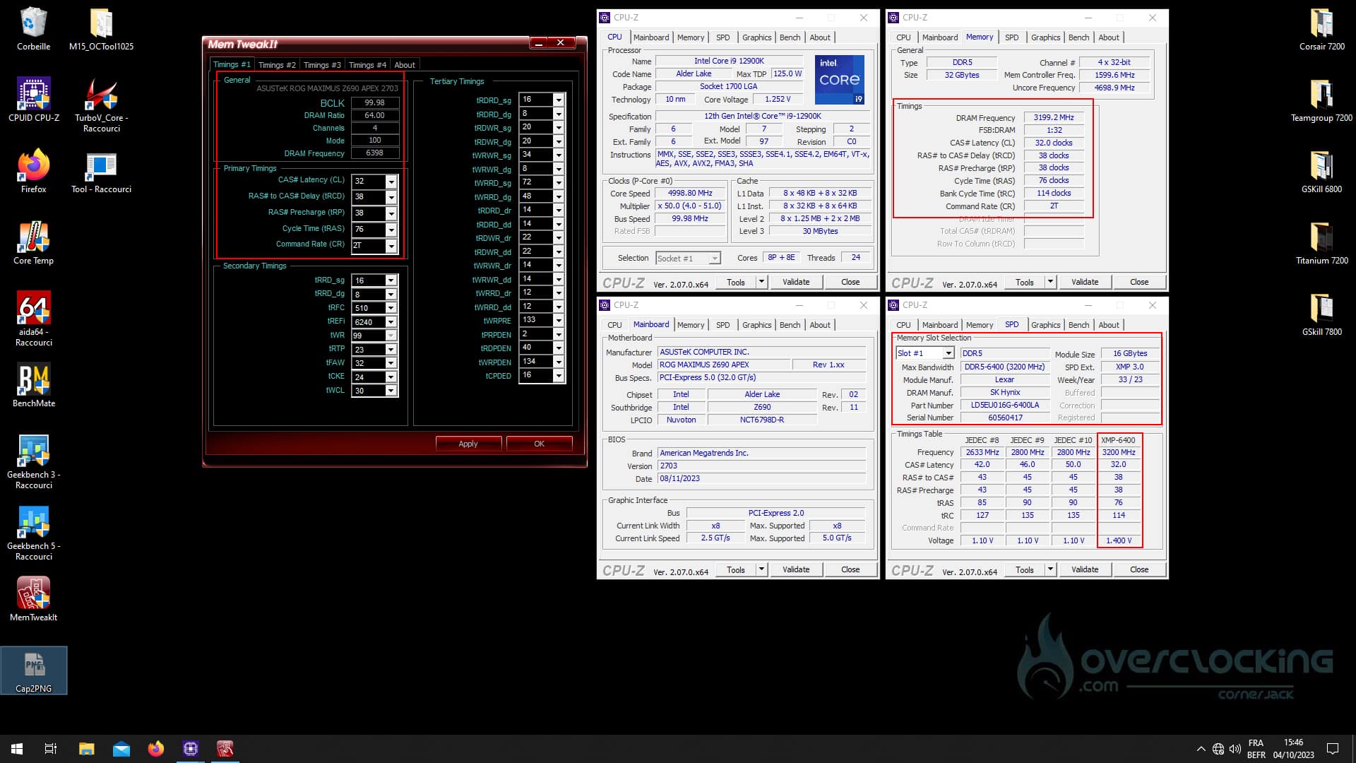 BIOS kit mémoire DDR5 Lexar ARES 6400 MT/s CL32