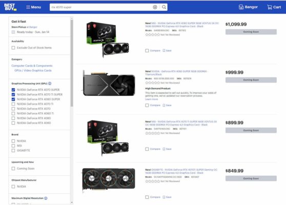 RTX 40 Super prix BestBuy
