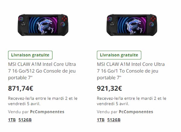 Console MSI CLAW prix FR