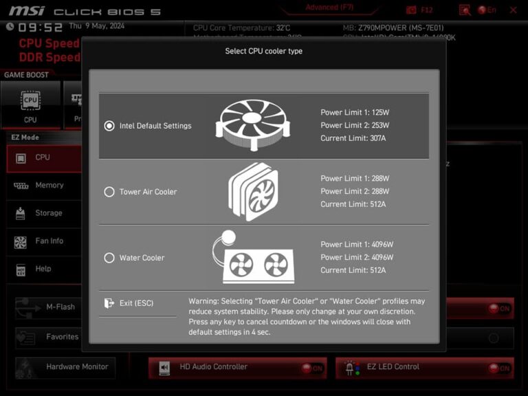 Intel Power Limit, MSI lâche les bios !