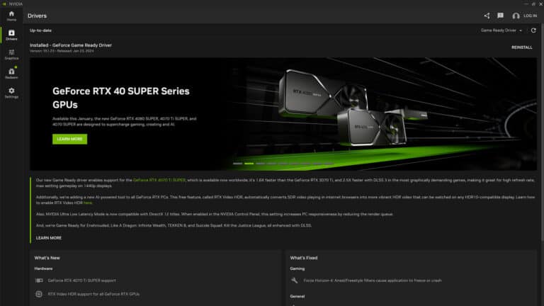 NVIDIA App 11.0.6.386 : un hotfix lié à Optimus MUX !