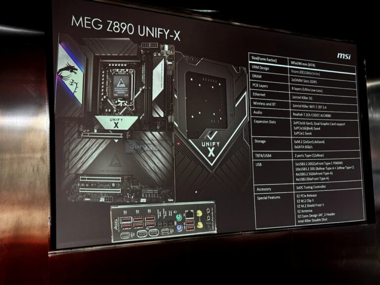 Les caractéristiques d&rsquo;une Z890 Unify-X de MSI dévoilées !