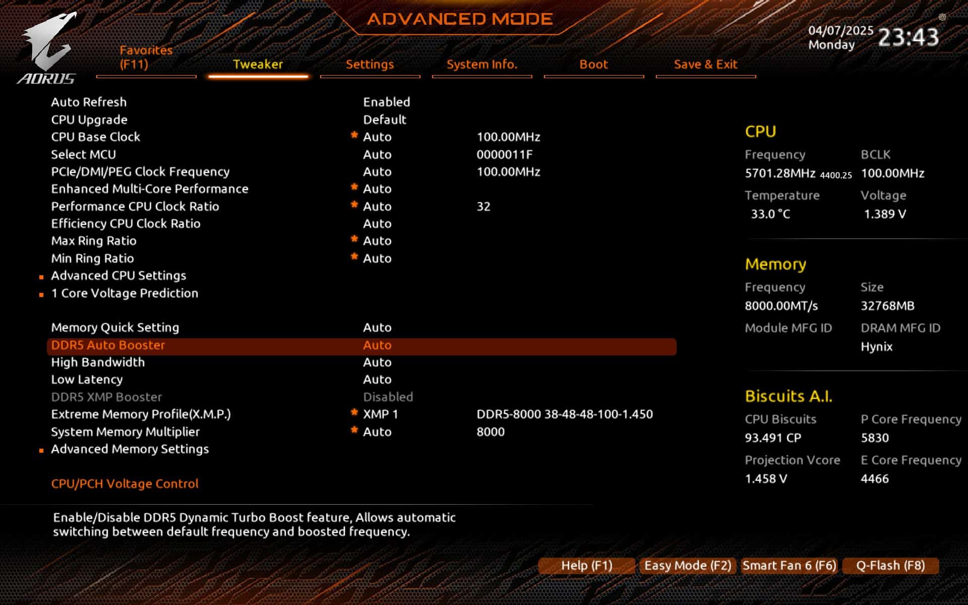 Lexar Ares II 2x16 Go 8000Mt/s CL38 - BIOS