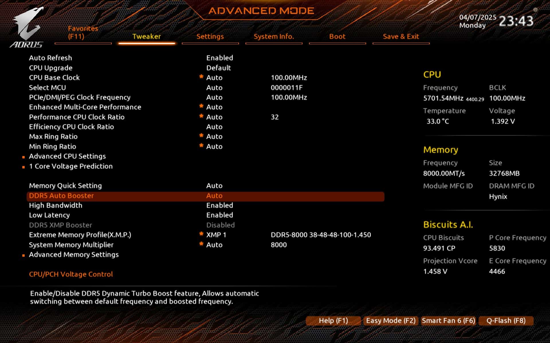 Lexar Ares II 2x16 Go 8000Mt/s CL38 - BIOS