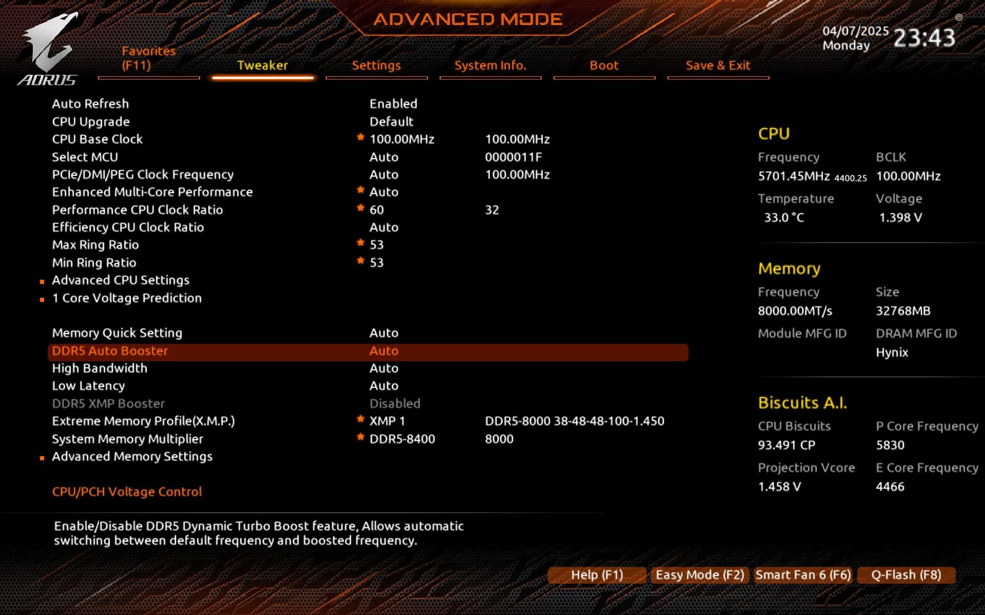 Lexar Ares II 2x16 Go 8000Mt/s CL38 - BIOS