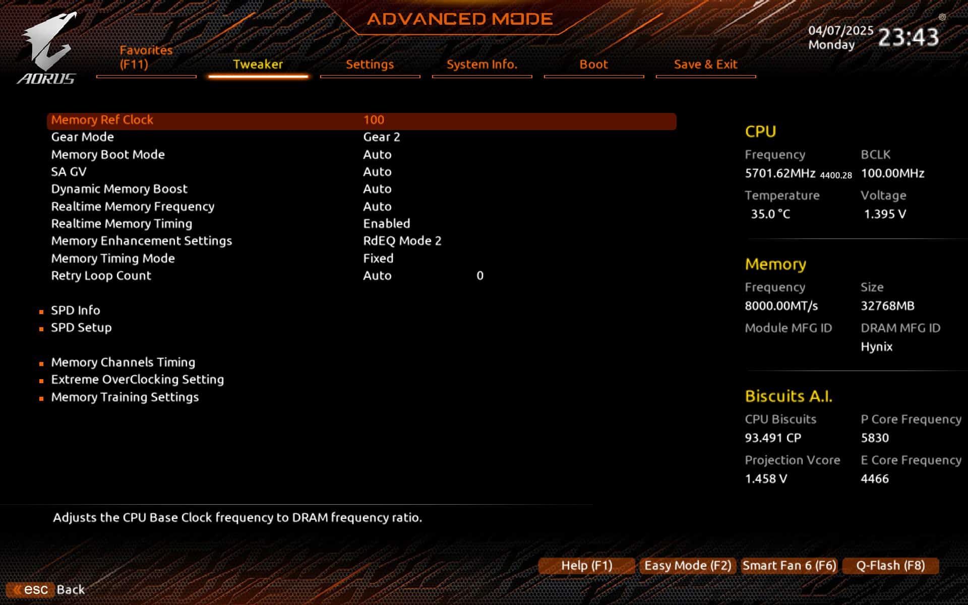 Lexar Ares II 2x16 Go 8000Mt/s CL38 - BIOS